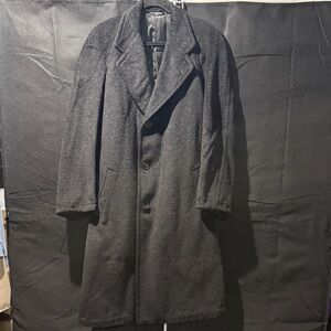1940-50s Men's Black Wool Overcoat by Worumbo of Maine Vintage